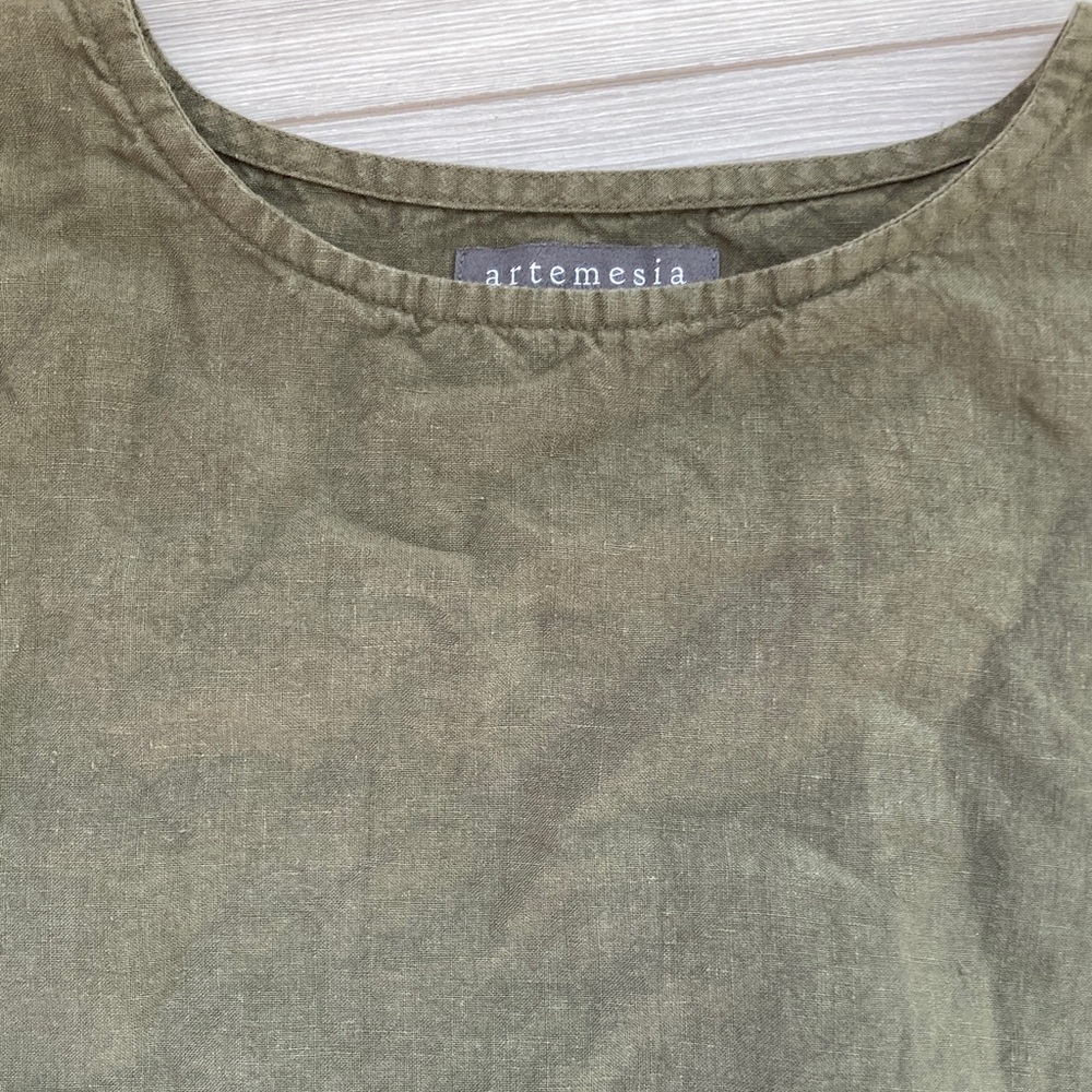 OLIVE linen top by Artemesia, S - Picture 8 of 11